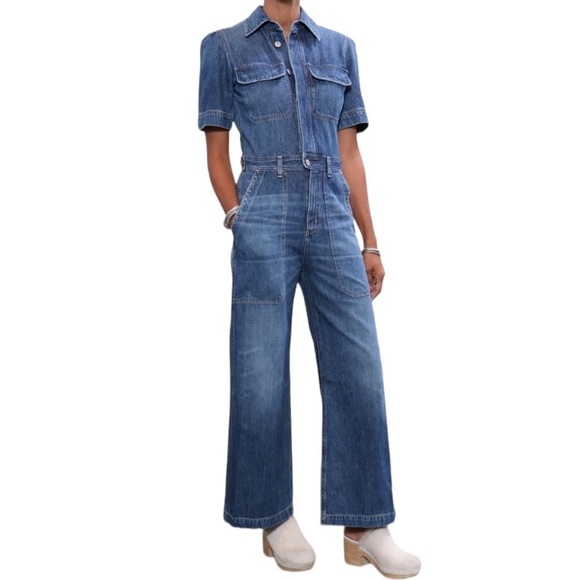Citizens Of Humanity Pants - NWOT CITIZENS OF HUMANITY Miki Short Sleeve Wide Leg Denim Jumpsuit Size 8